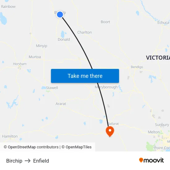Birchip to Enfield map