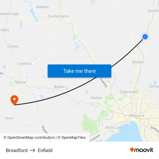 Broadford to Enfield map