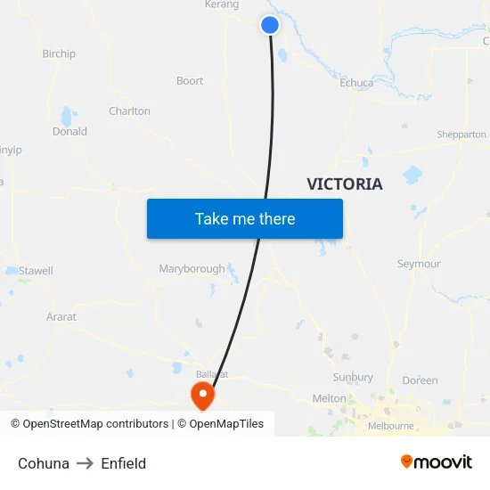 Cohuna to Enfield map