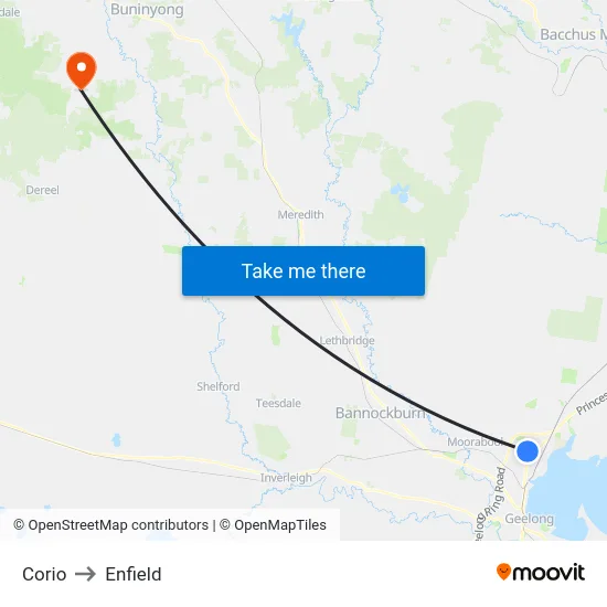 Corio to Enfield map