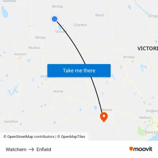 Watchem to Enfield map
