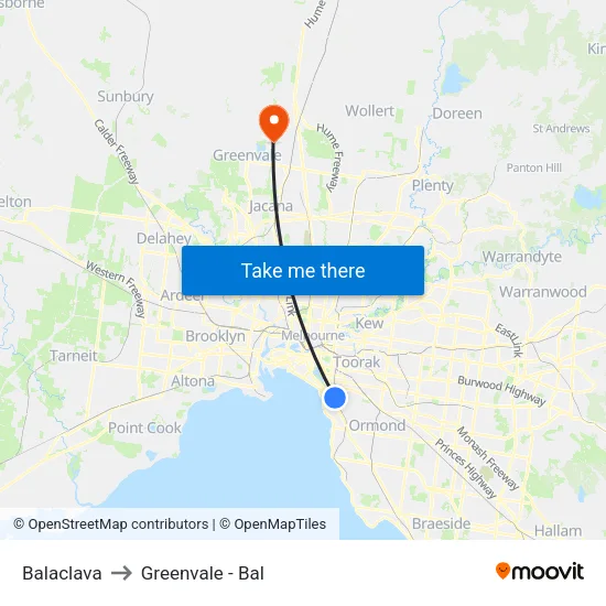 Balaclava to Greenvale - Bal map