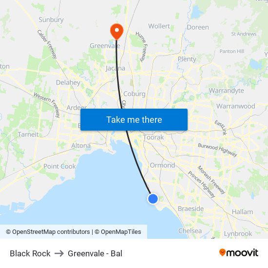 Black Rock to Greenvale - Bal map