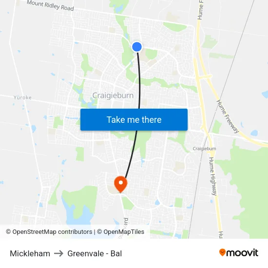 Mickleham to Greenvale - Bal map