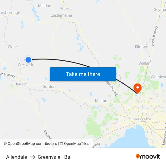 Allendale to Greenvale - Bal map