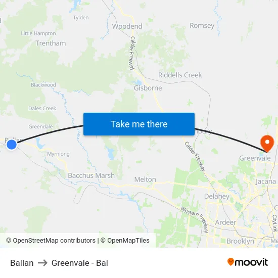 Ballan to Greenvale - Bal map