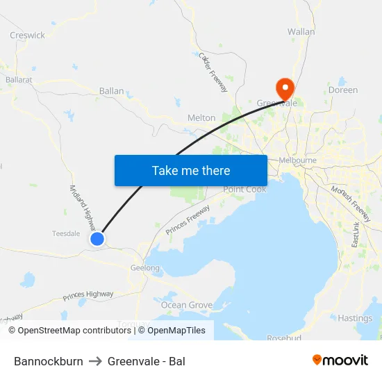 Bannockburn to Greenvale - Bal map