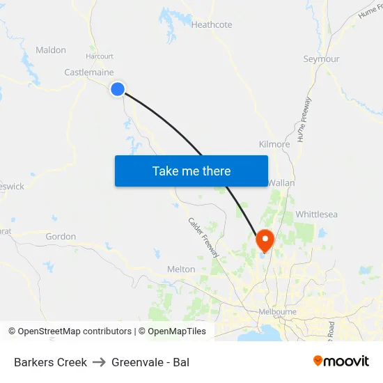 Barkers Creek to Greenvale - Bal map