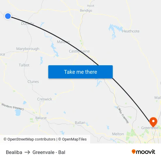 Bealiba to Greenvale - Bal map