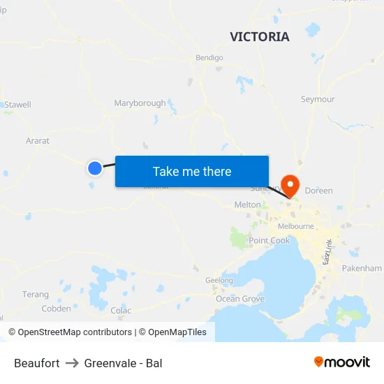 Beaufort to Greenvale - Bal map