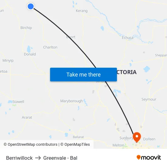 Berriwillock to Greenvale - Bal map