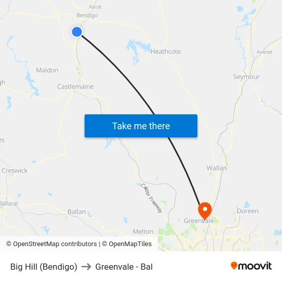 Big Hill (Bendigo) to Greenvale - Bal map