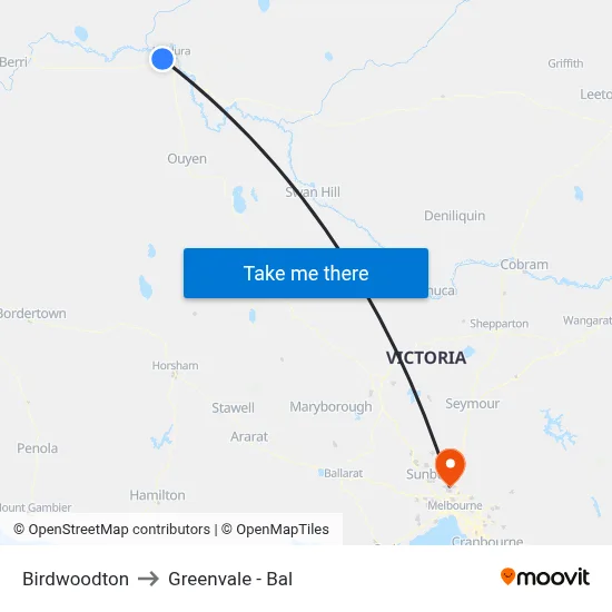 Birdwoodton to Greenvale - Bal map