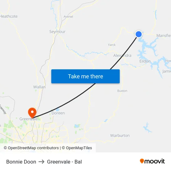 Bonnie Doon to Greenvale - Bal map