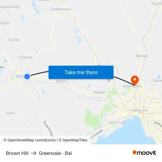 Brown Hill to Greenvale - Bal map