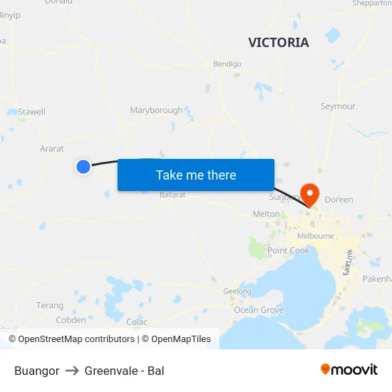 Buangor to Greenvale - Bal map