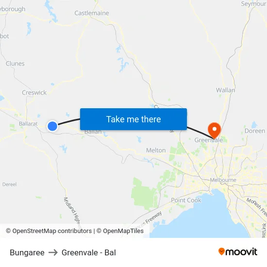 Bungaree to Greenvale - Bal map