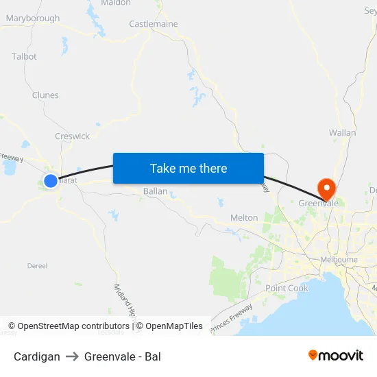 Cardigan to Greenvale - Bal map