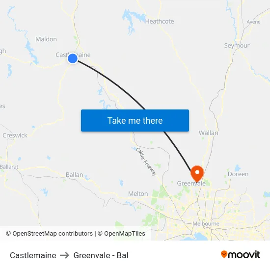 Castlemaine to Greenvale - Bal map
