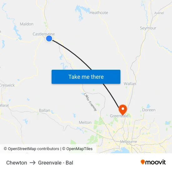 Chewton to Greenvale - Bal map