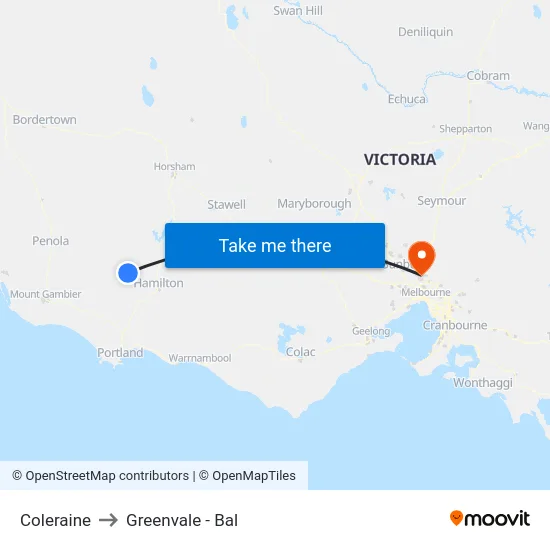 Coleraine to Greenvale - Bal map