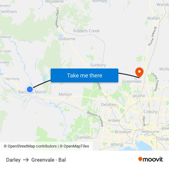 Darley to Greenvale - Bal map