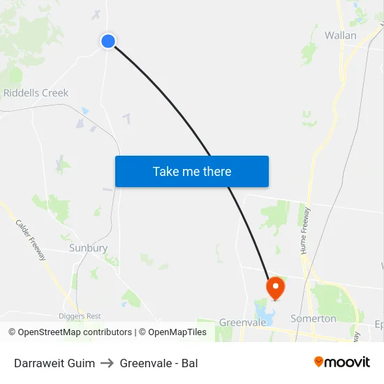 Darraweit Guim to Greenvale - Bal map