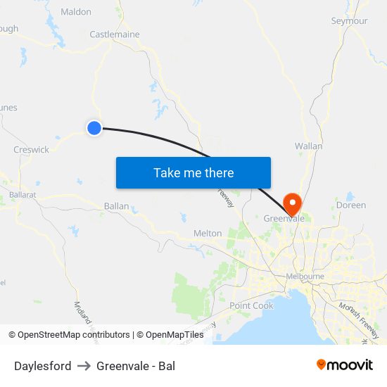 Daylesford to Greenvale - Bal map