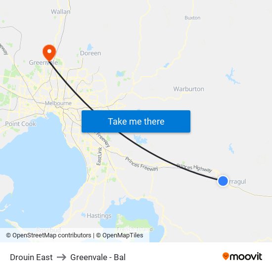 Drouin East to Greenvale - Bal map