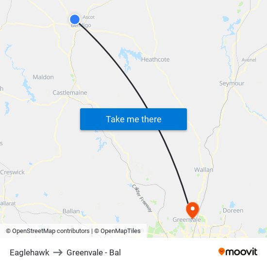 Eaglehawk to Greenvale - Bal map