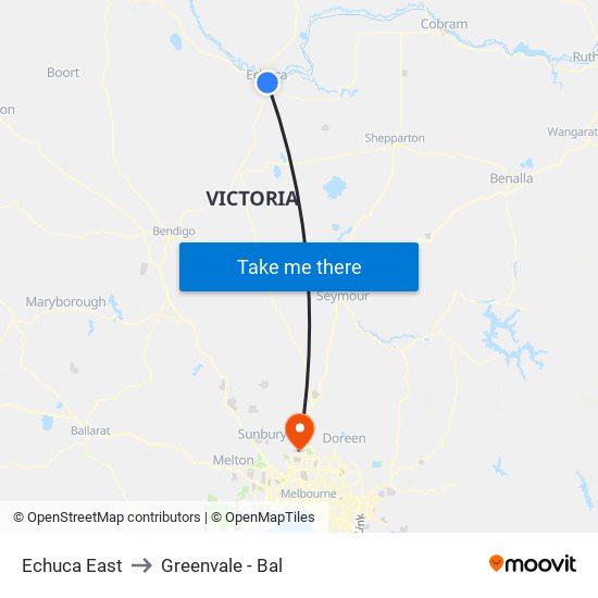 Echuca East to Greenvale - Bal map