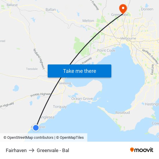 Fairhaven to Greenvale - Bal map