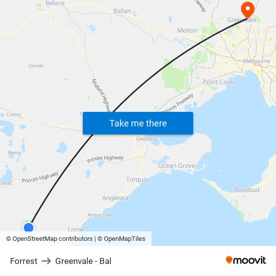 Forrest to Greenvale - Bal map