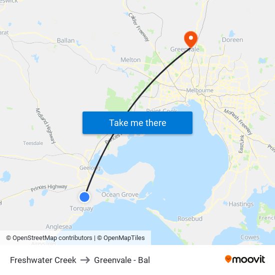 Freshwater Creek to Greenvale - Bal map