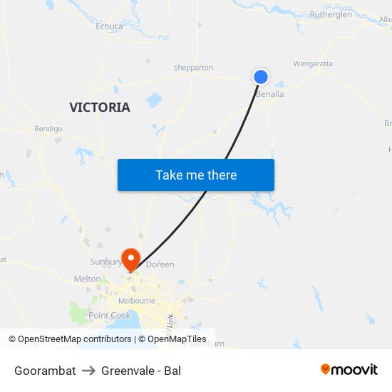 Goorambat to Greenvale - Bal map