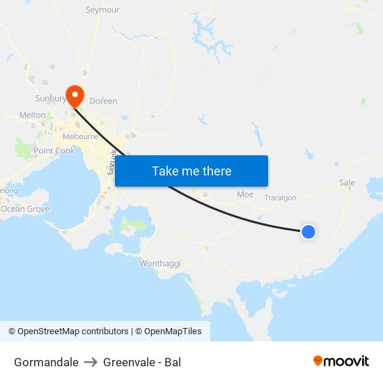 Gormandale to Greenvale - Bal map