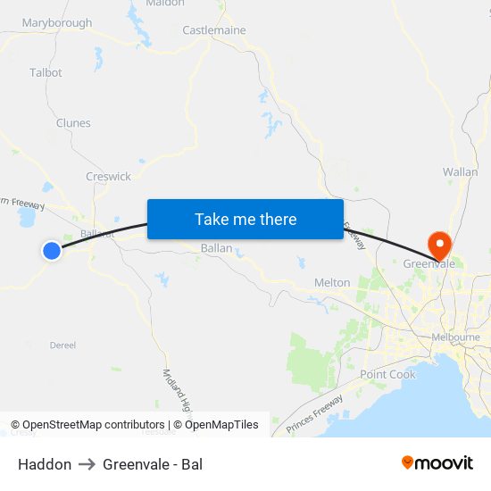 Haddon to Greenvale - Bal map