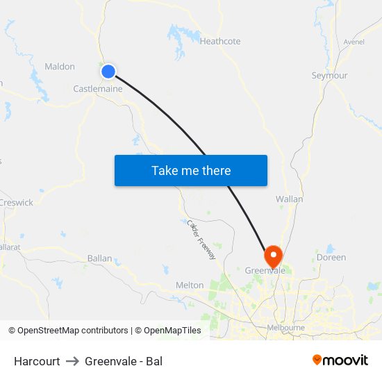 Harcourt to Greenvale - Bal map