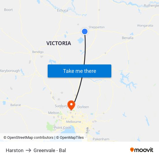 Harston to Greenvale - Bal map