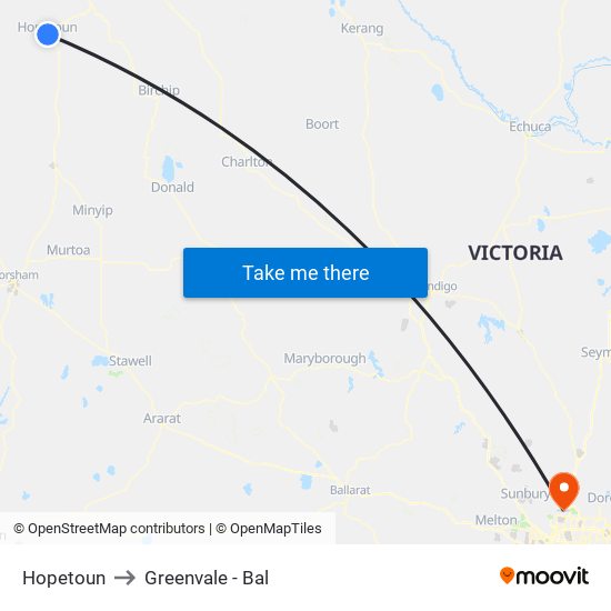 Hopetoun to Greenvale - Bal map