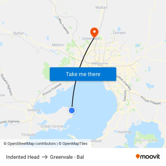 Indented Head to Greenvale - Bal map