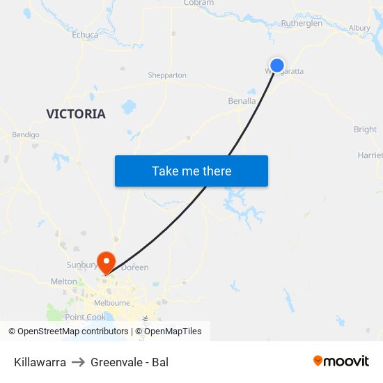 Killawarra to Greenvale - Bal map