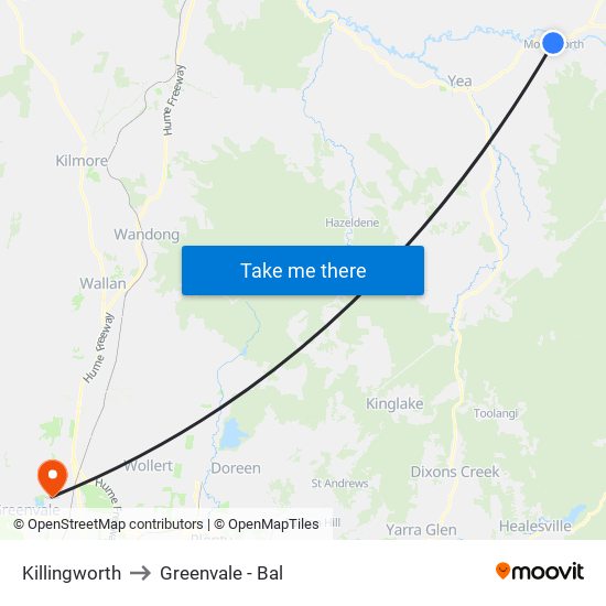 Killingworth to Greenvale - Bal map