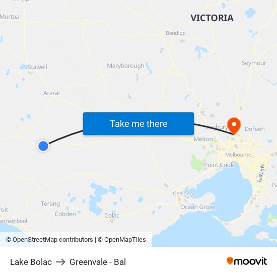 Lake Bolac to Greenvale - Bal map