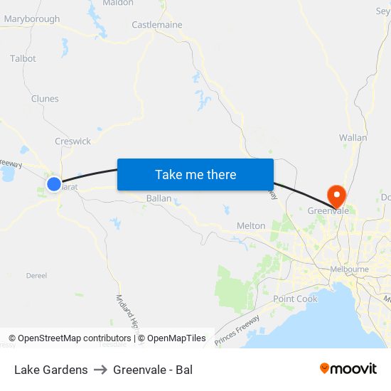 Lake Gardens to Greenvale - Bal map