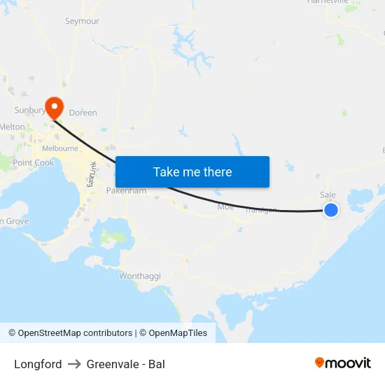 Longford to Greenvale - Bal map