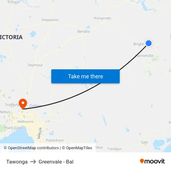 Tawonga to Greenvale - Bal map