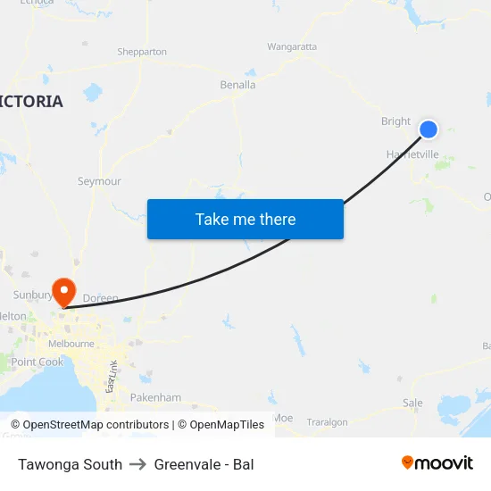 Tawonga South to Greenvale - Bal map