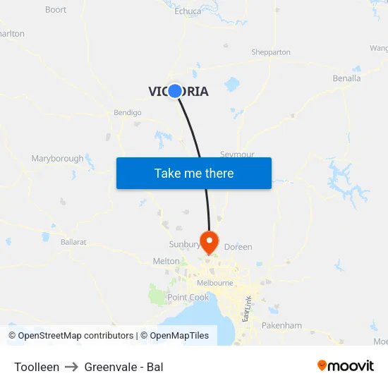 Toolleen to Greenvale - Bal map