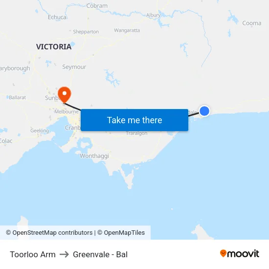 Toorloo Arm to Greenvale - Bal map